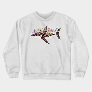 Abstract Floral Shark Silhouette Crewneck Sweatshirt